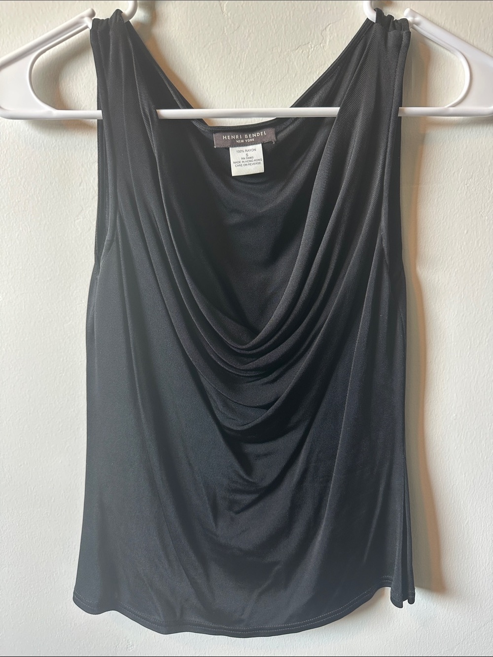 HENRI BENDEL Black Draped Cowl Neck Camisole